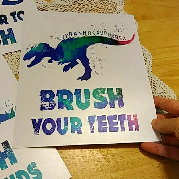 Dinosaur art prints, teaching reminders, boy's bathroom decor - Picture 2 of 6